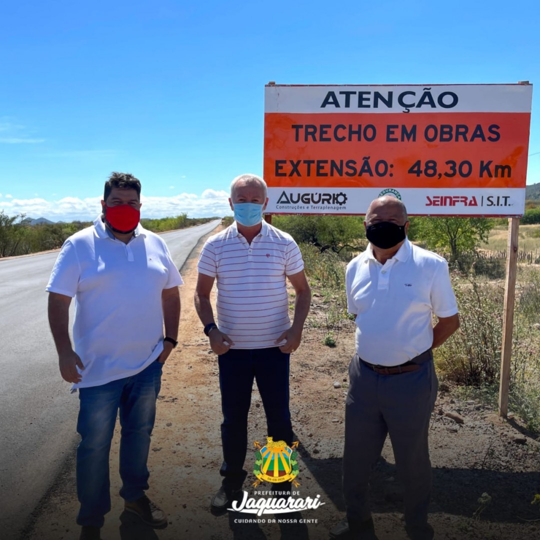 Prefeito de Jaguarari e deputado Bobô vistoriaram as obras de requalificação da BA 314 e anunciam boas-novas para Jaguarari