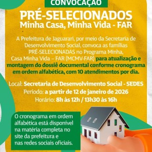 CONVOCAÇÃO DOS PRÉ-SELECIONADOS DO MINHA CASA MINHA VIDA